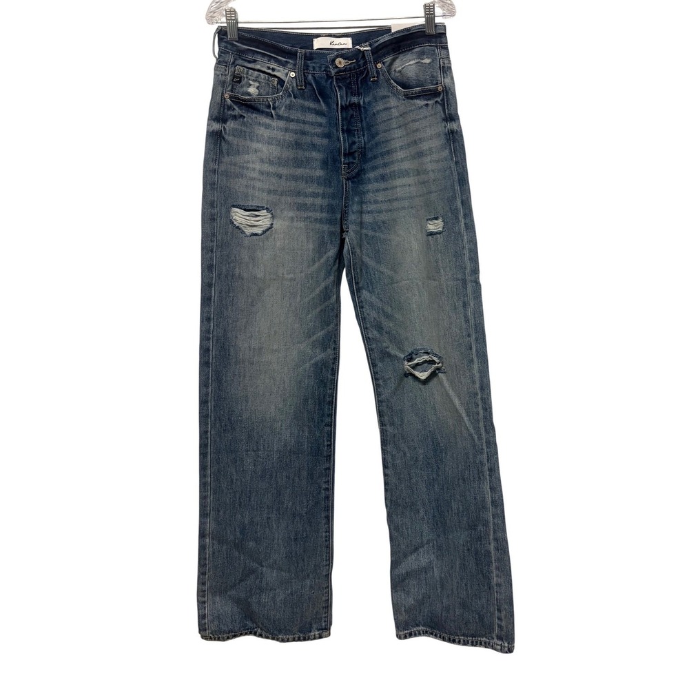 KanCan 90s Flare High Rise Distressed Wide Leg Jeans Medium Wash Size 9 NEW Boho - Picture 1 of 5
